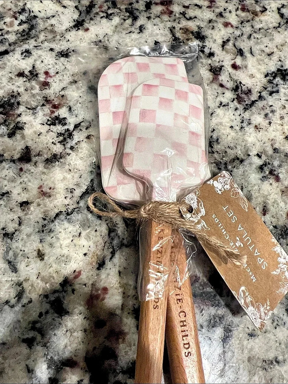 Mackenzie-Childs Rosy Check Spatulas Set of 2. NWT